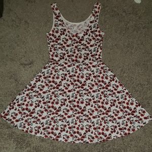 White Rose Print Dress